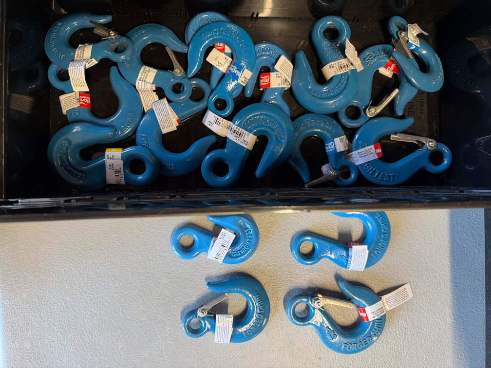 Lot of blue hooks