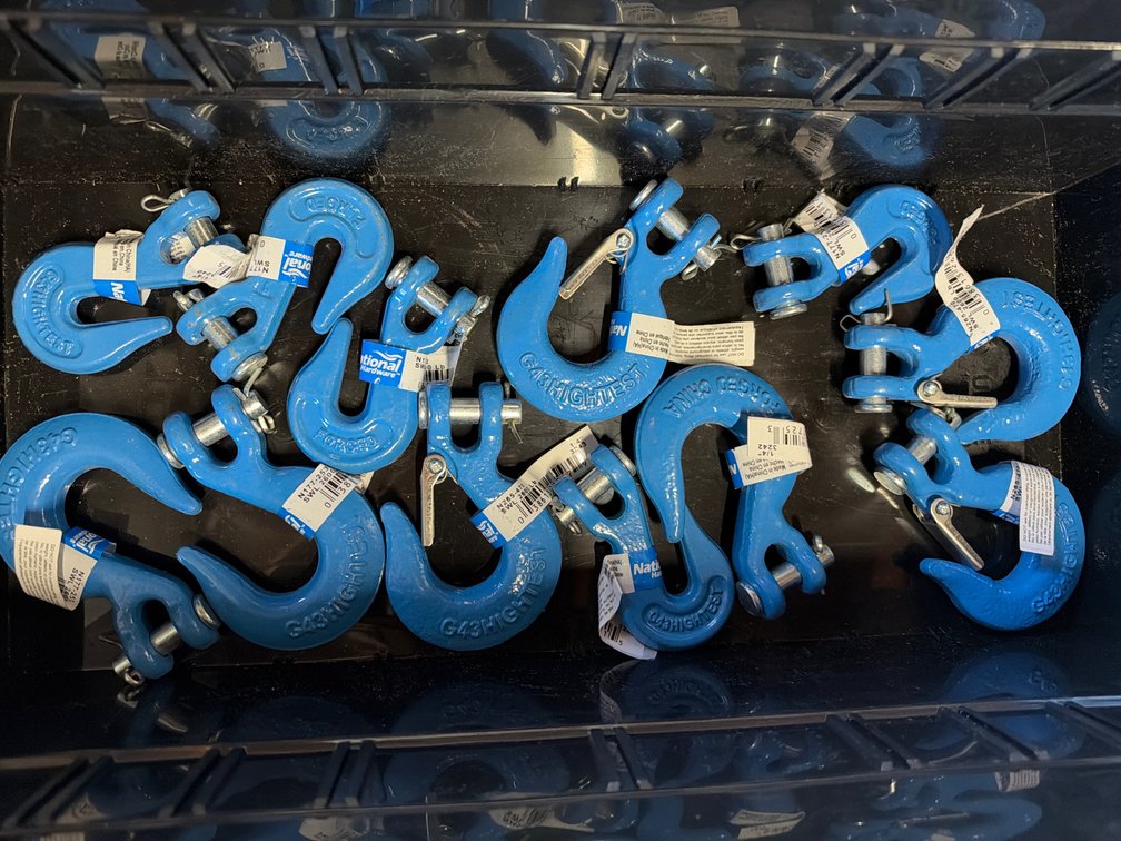 Lot of blue hooks