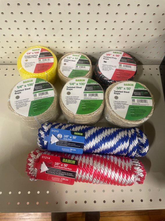 Lot of rope 1/4” and 3/8”