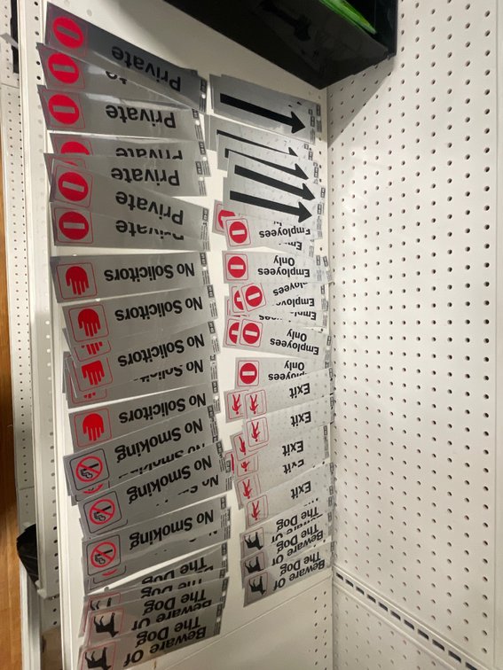 Lot of sticker signs and letters