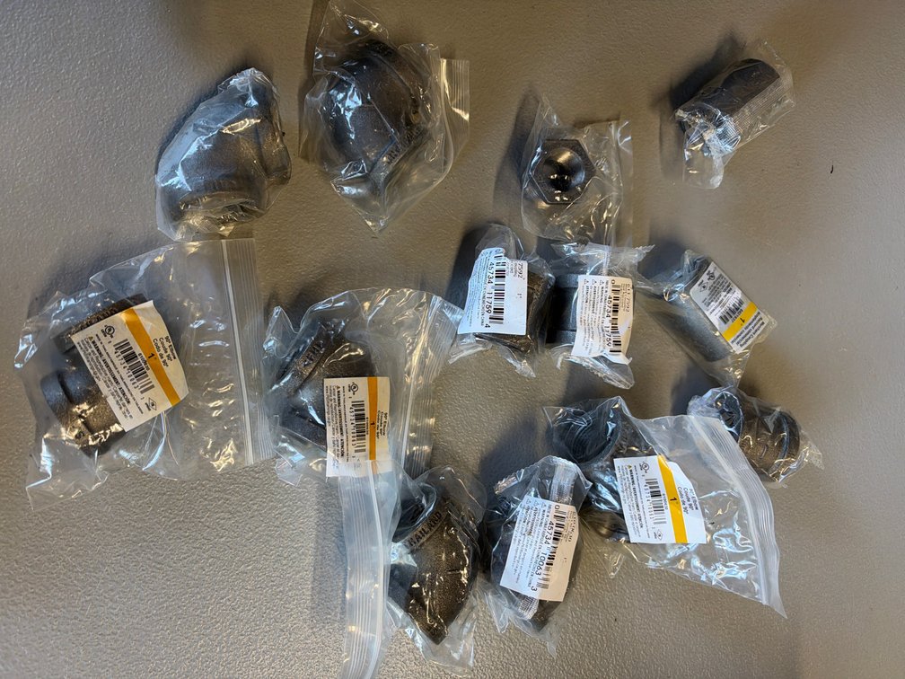 Lot of Black Iron Coupling and Elbows