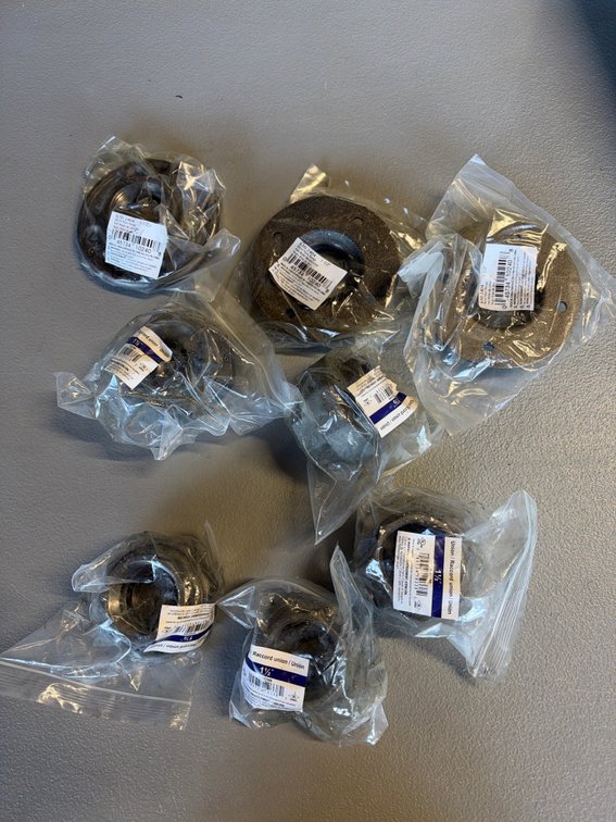Lot of Black Floor Flanges and Unions
