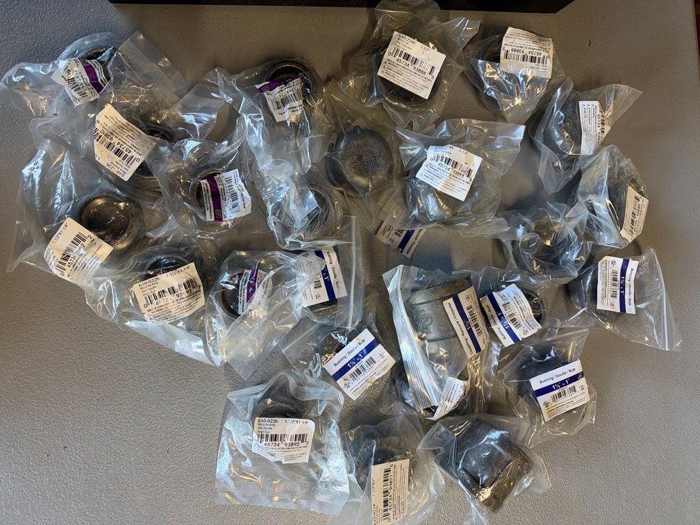 Lot of Black Coupling, Bushings, Caps, and Plugs