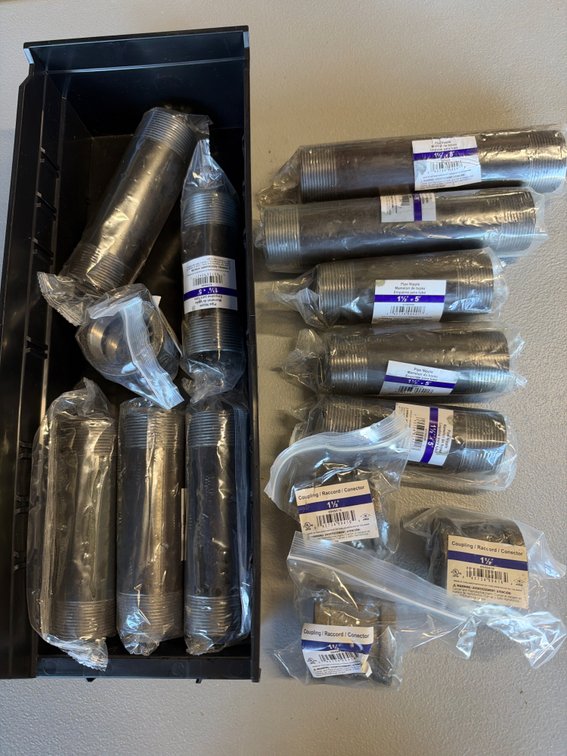Lot of Black Pipe Nipples and Coupling
