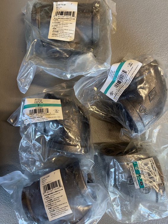 Lot of 2” Black Tees and Elbows