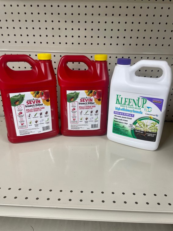 Lot of insect, weed, and grass killers