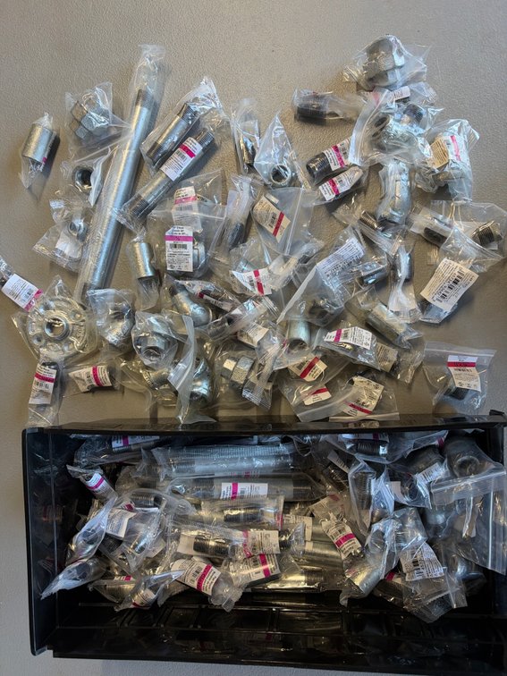 Large lot of various assorted pipe parts