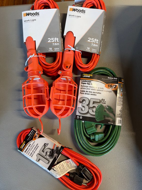 Lot of Extension Cords and Work Lights
