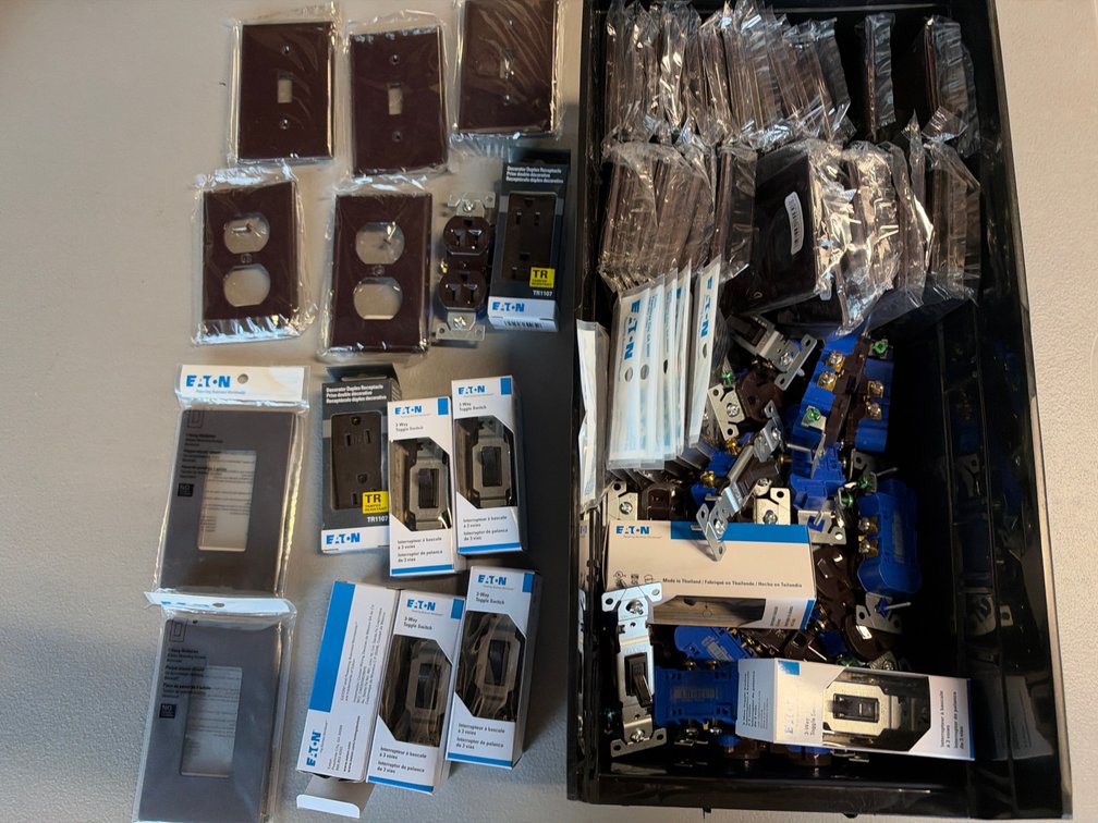 Lot of Brown Wallplates, Switches, and Outlets