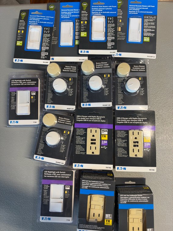 Lot of Switches, Receptacles, and Dimmers