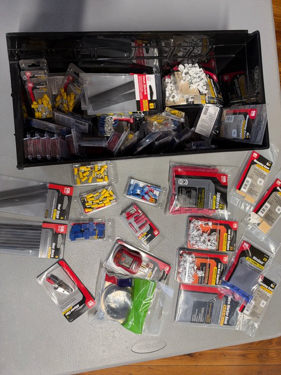 Lot of wire connectors, heat shrink, wiring supplies