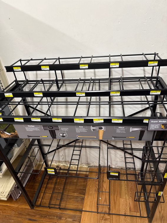 Lot of singular metal tool display rack