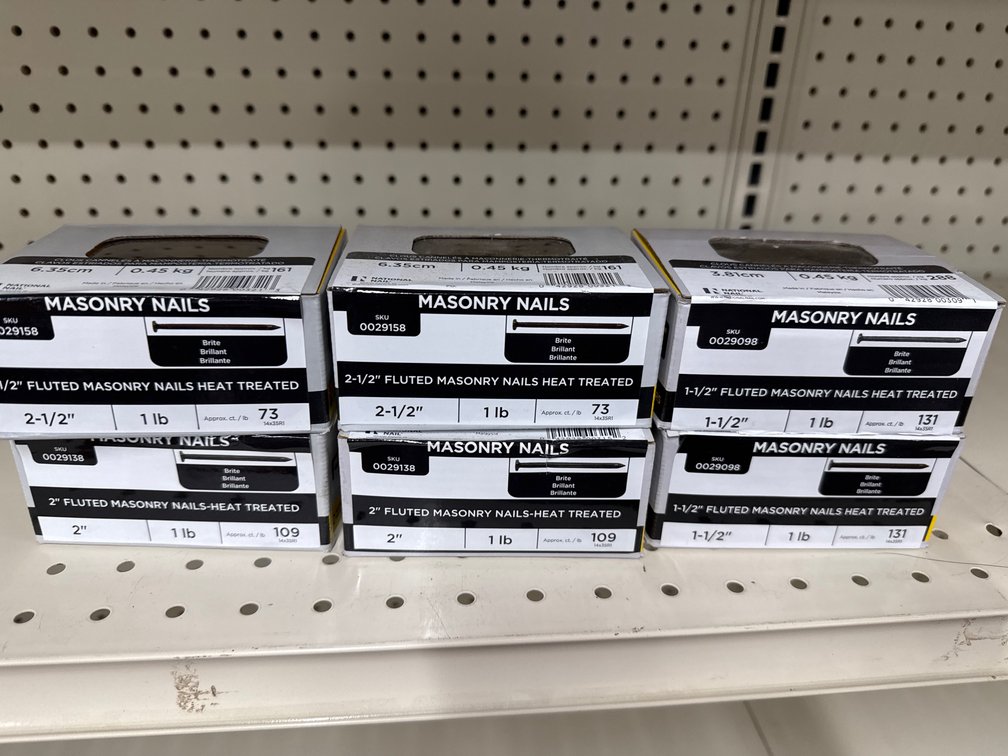Lot of 6 boxes masonry nails