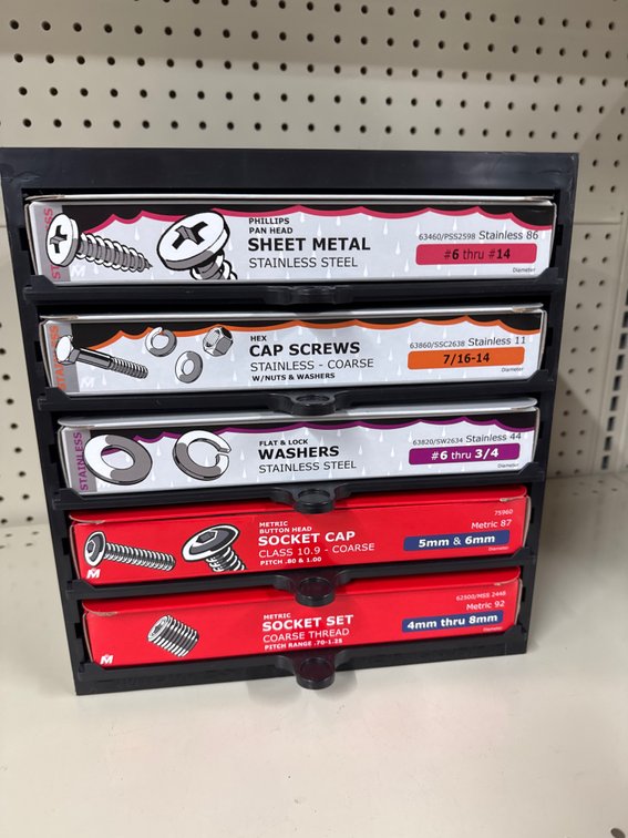 Lot of washers, sheet metal, cap screws and soclet caps