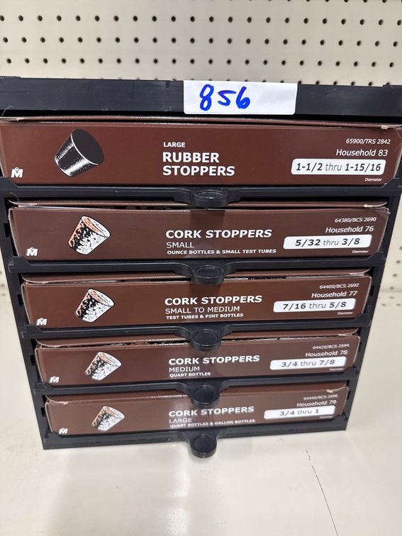 Lot of rubber stoppers and cork stoppers