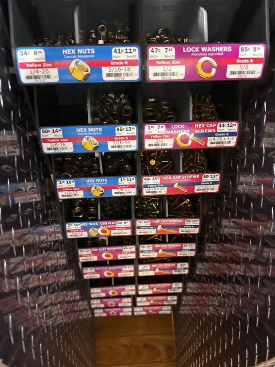 Large lot of washers, hex nuts and hex cap screws