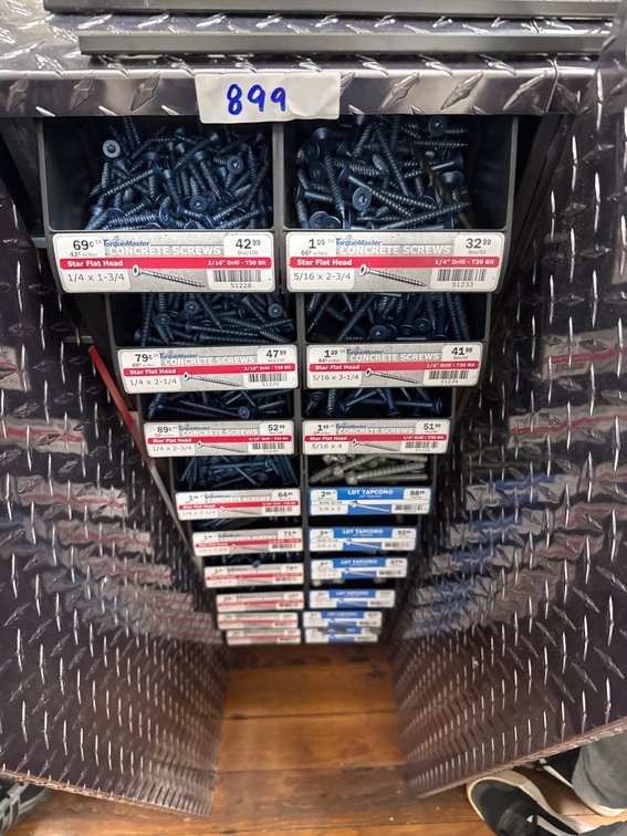 Large lot of concrete screws and tapcons
