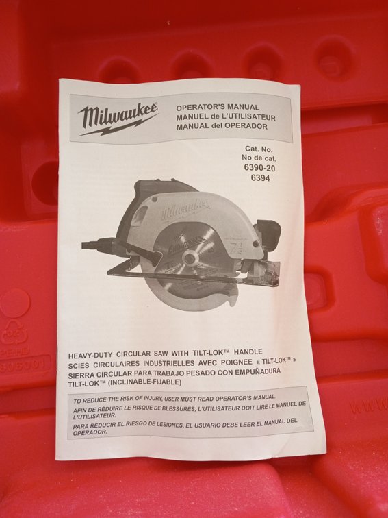 Milwaukee 6390-21 Tilt-Lok 7-1/4" Corded Circular Saw with its red hard-shell carrying case