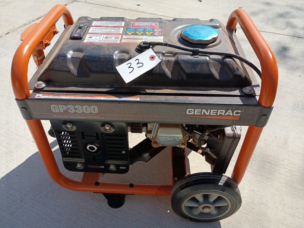 Generac GP3300 Portable Generator (Model 6431), which delivers 3,300 running watts and 3,750 starting/surge watts