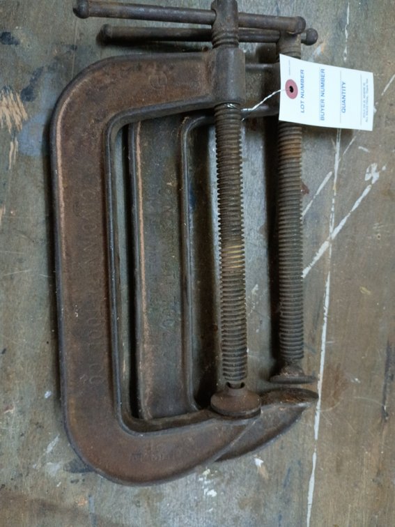 2. 8in vintage heavy-duty C-clamp made by the Cincinnati Tool Co.