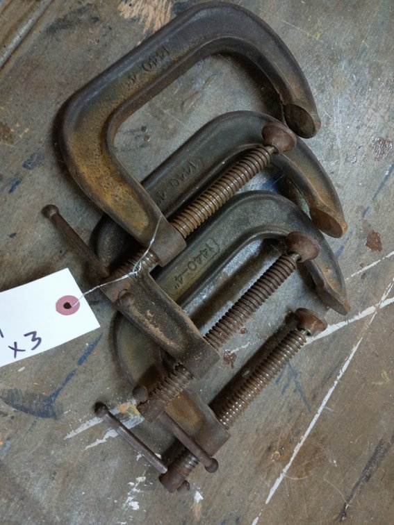 Three 4-in c clamps