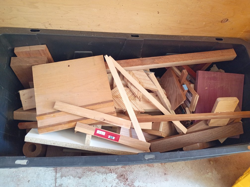 Miscellaneous scrap wood and tub