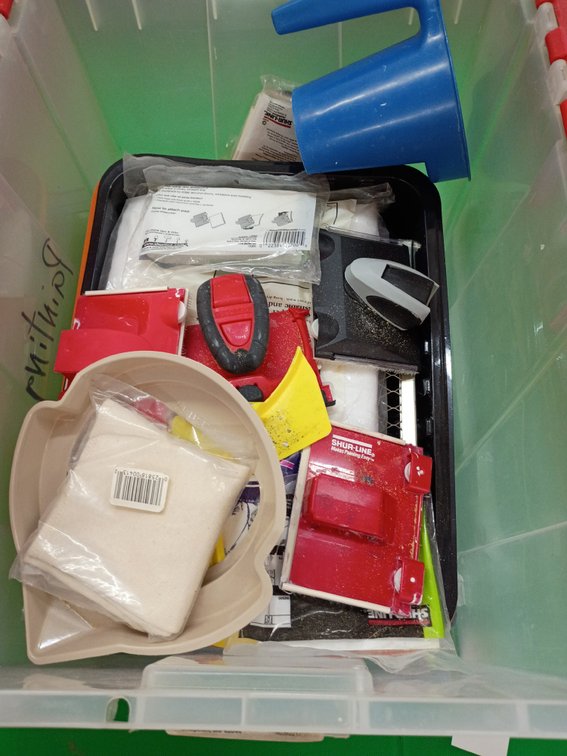 Painting trays and supplies and tub