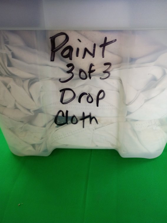 Painting drop cloths in tub