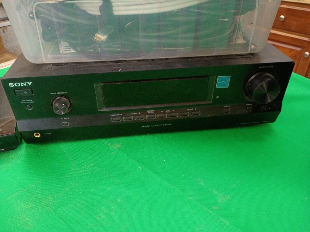 Sony stereo two dual outdoor speakers Sony ultra HD Blu-ray player and a metasonic DVD player