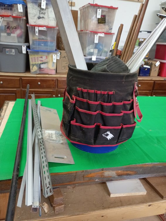 Miscellaneous metal with tool bucket with tool bucket cover that holds tools