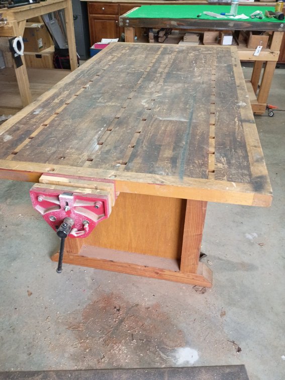 Woodshop table 6 ft 8 long 2 ft 9 tall 3 ft 3 in wide