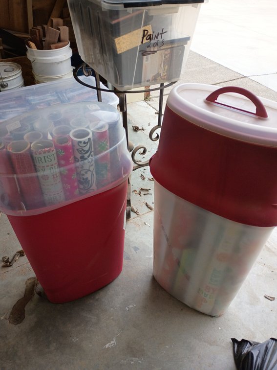 Two containers of wrapping paper