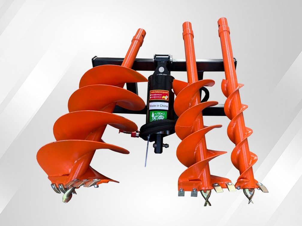 2026 Raytree RMA42 Skid Steer Auger Attachment – 3 Auger Bits Included