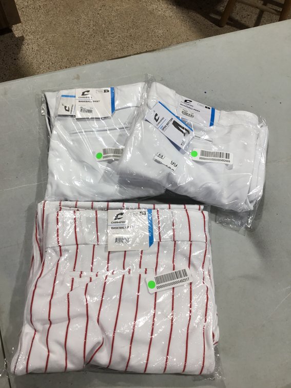 3 pair of  Champro baseball pants Y-L, Adult-L, and adult 2X
