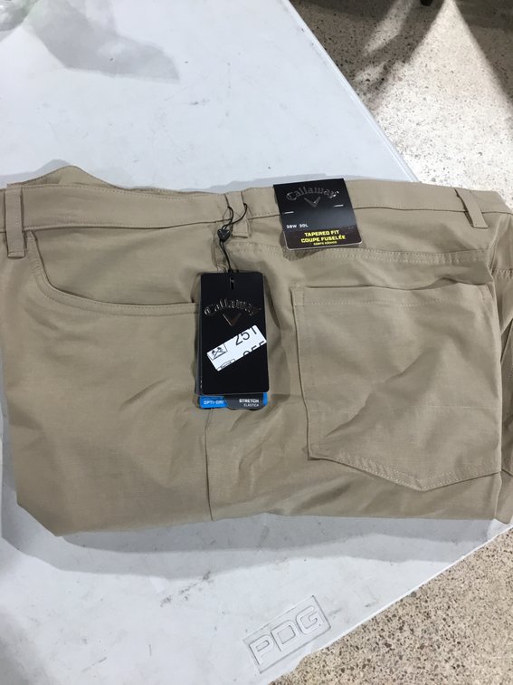 Brand New Callaway Men's Tapered Fit Golf Pants khaki/tan 38x30