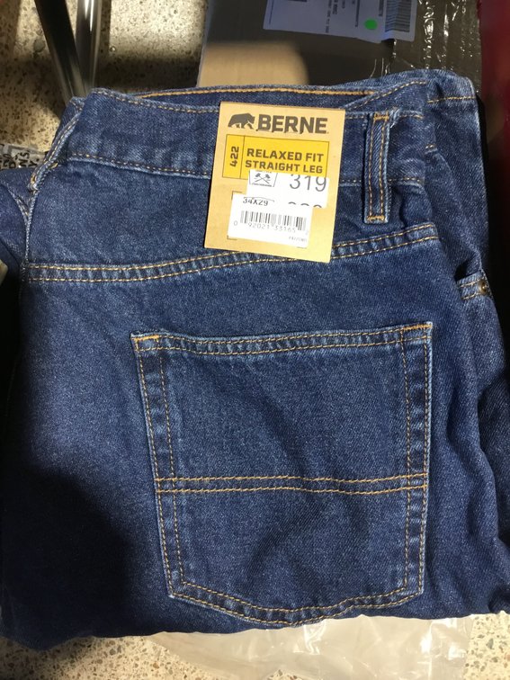 Berne relaxed fit straight leg jeans 34x29 New
