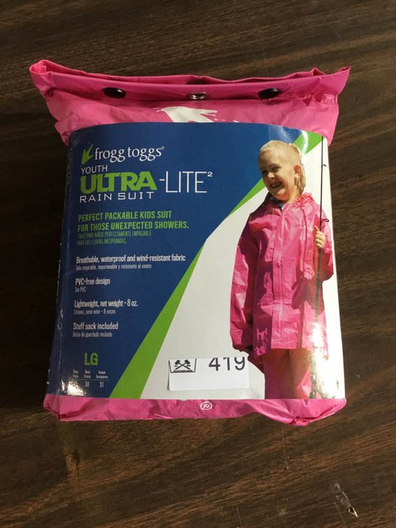 Frog toggs Youth ultra light rain suit size large