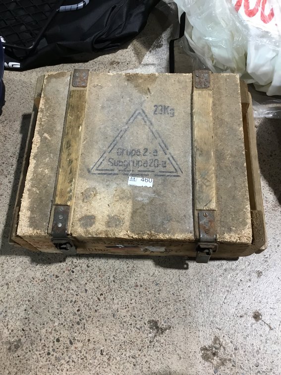 wooden ammunition crate,