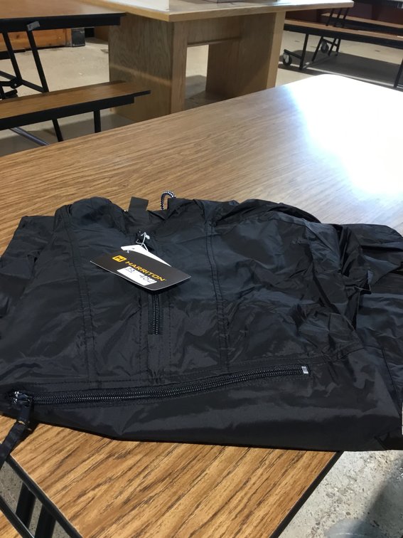 Harriton Anorak Windbreaker Mens L Black Packable Quarter Zip Sz XL new