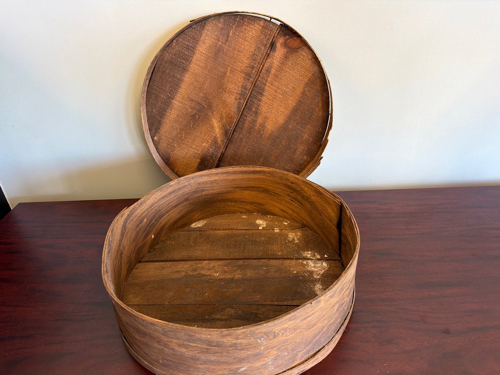 Vintage wooden cheese hoop box