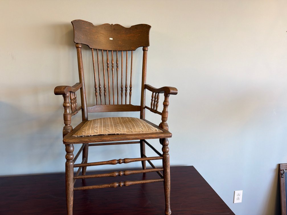 Vintage wooden back arm chair
