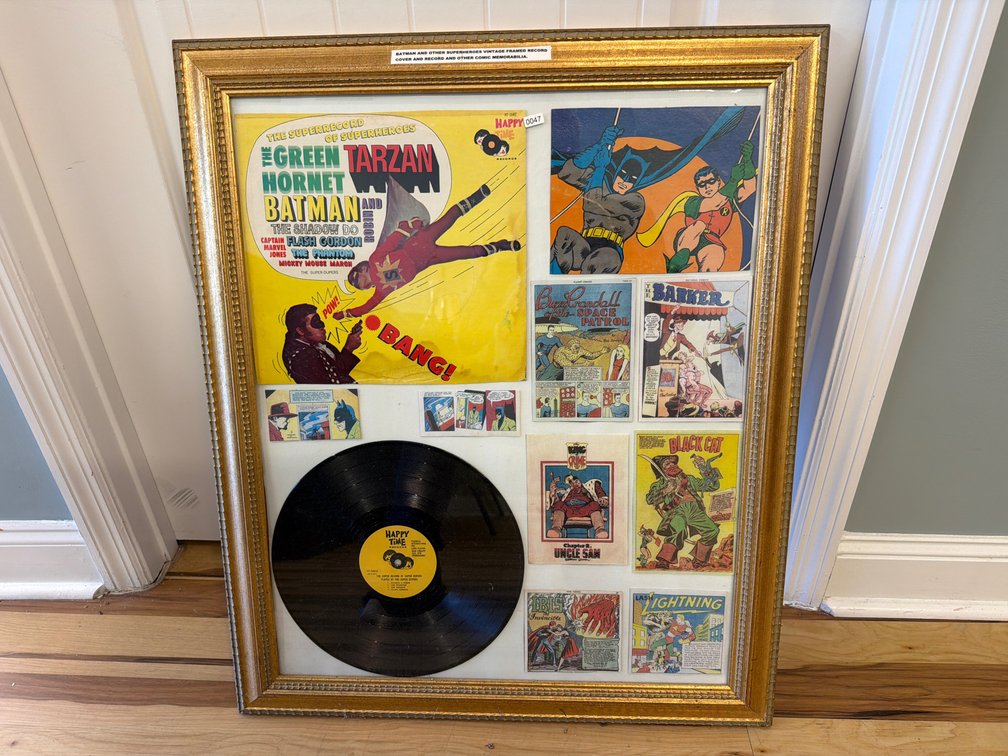 Batman and other superheroes vintage frame and record