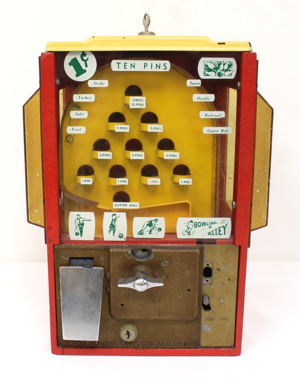 Victor Vending 1 Cent Bowling Themed Gumball Vendor