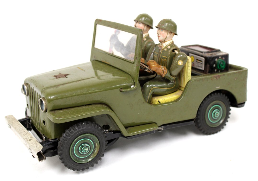 Army Military Jeep Battery Operated Toy, Trade Mark Toys Japan