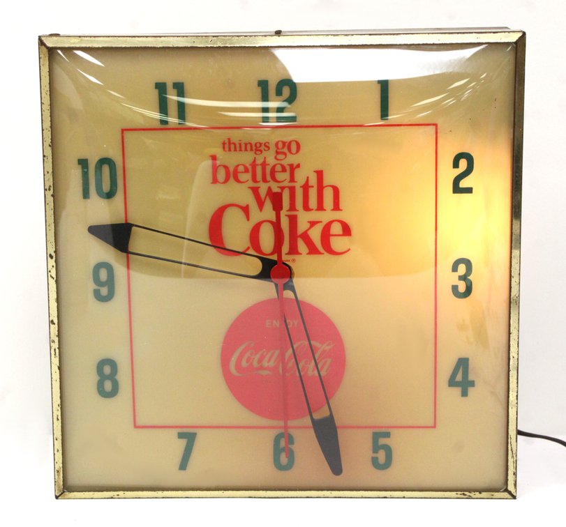 "Things go Better With Coke" Light Up Glass Face Clock