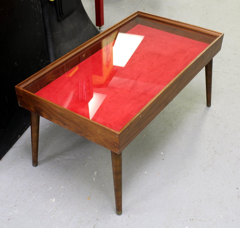 MCM Display Glass Top Coffee Table Display Case