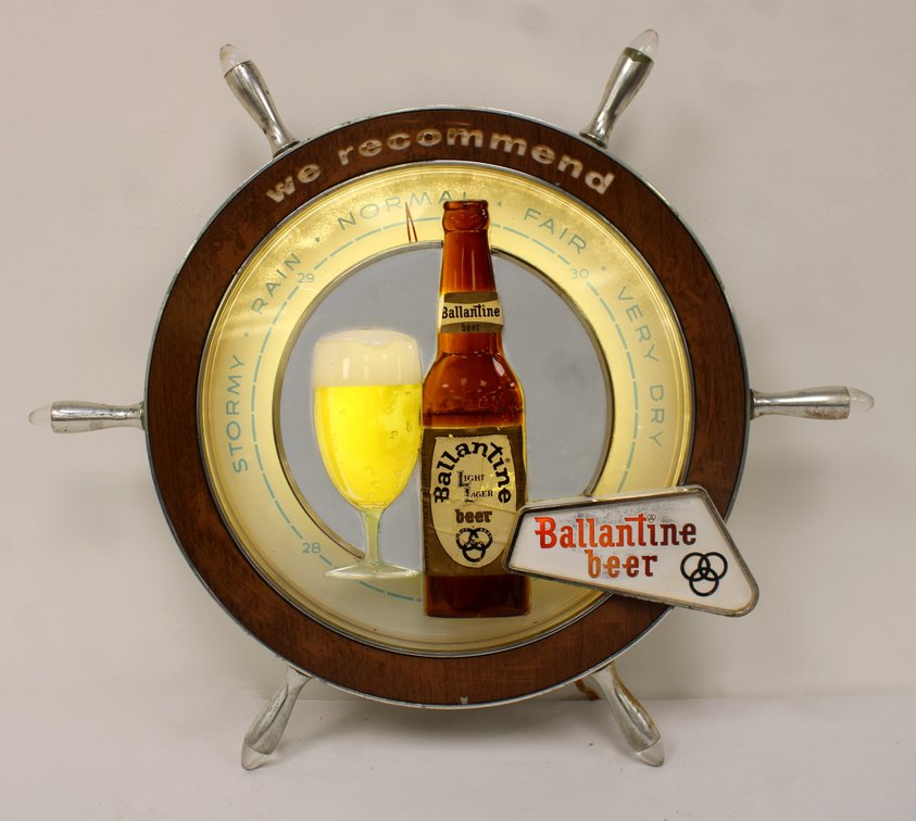 Ballantine Beer Light Up Ship's Wheel Sign
