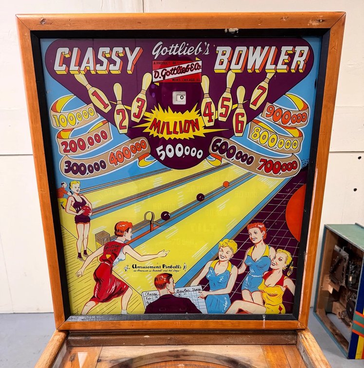 Gottlieb Classy Bowler Woodrail Pinball Machine, 1956