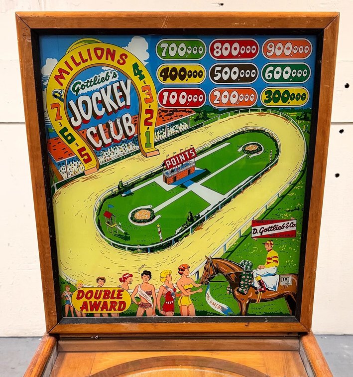 Gottlieb Jockey Club Woodrail Pinball Machine, 1954
