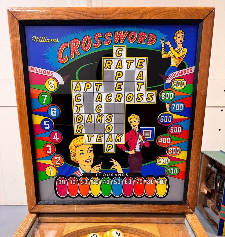 Williams Crossword Woodrail Pinball Machine, 1959